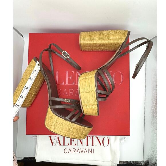 VALENTINO GARAVANI cacao & Tobacco Raflower espadrille Sandal 40 - Picture 14 of 16